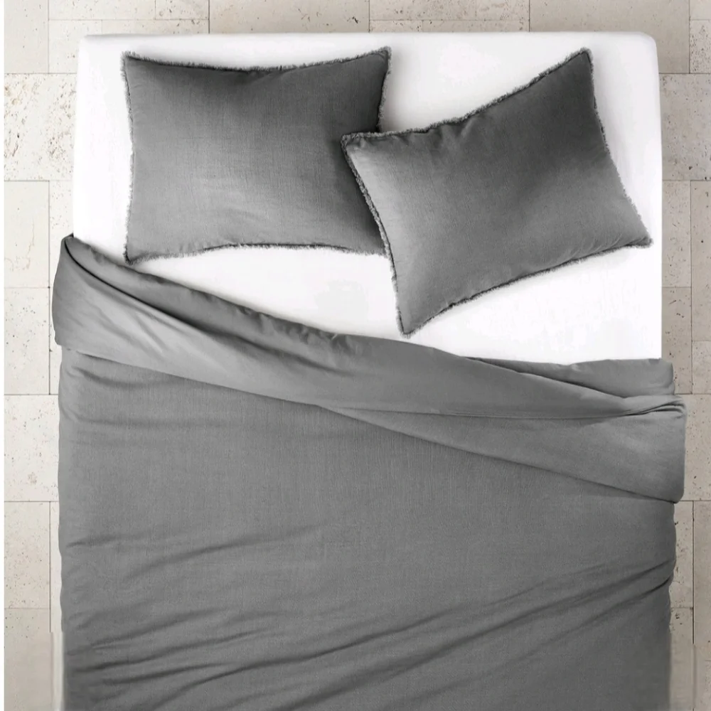 Casaluna Full/Queen Heavyweight Linen Blend Duvet Cover & Sham Set Dark …